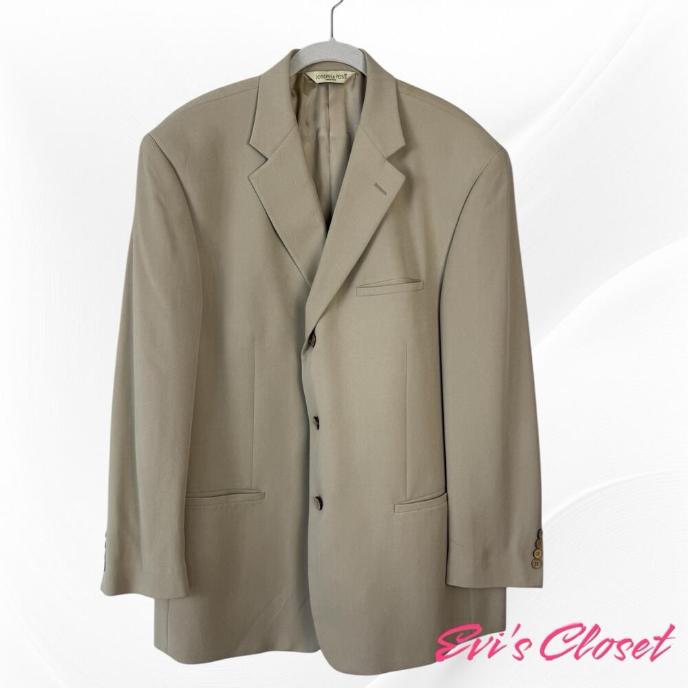 Joseph & Feiss Men's Blazer Sport Coat Size 46 R Light Beige 100% Silk Jacket